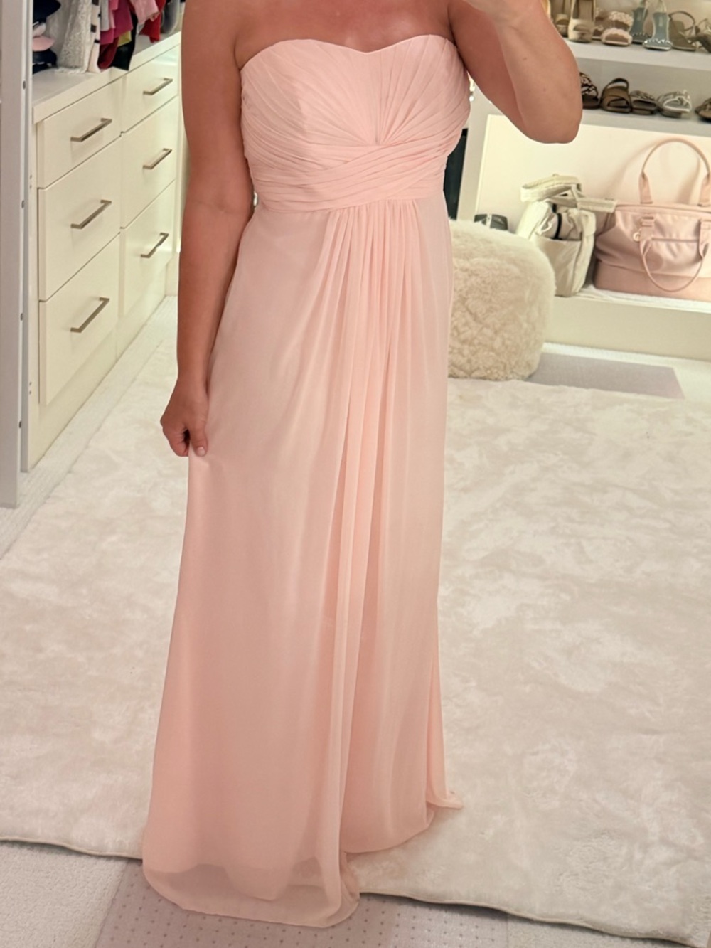 ✨Bridesmaid Dress✨ David's Bridal Blush/Pink/Peach Chiffon Sweetheart Dress